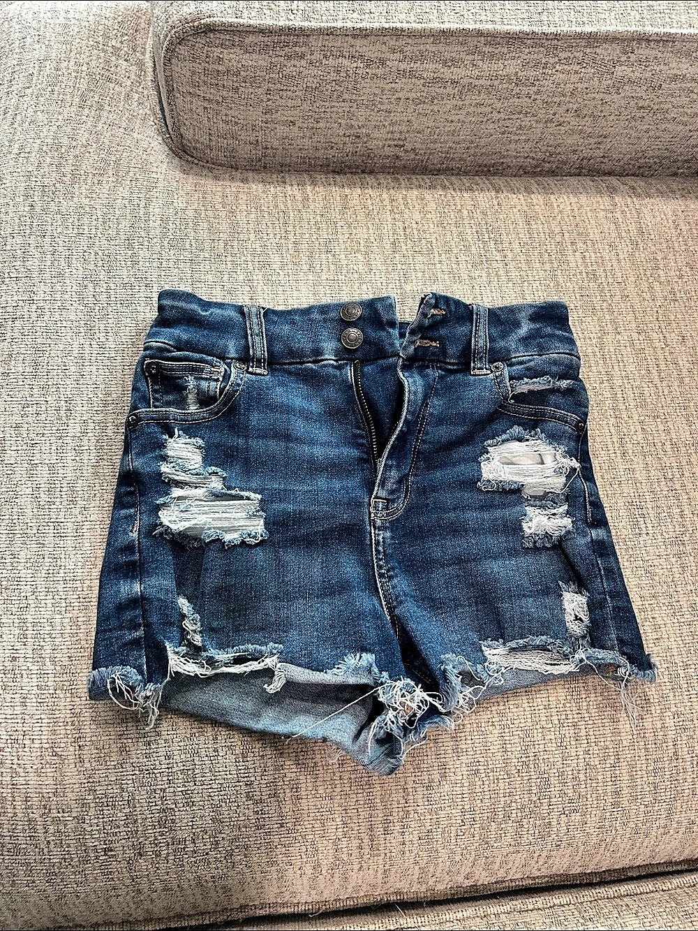American Eagle Women's Distressed Denim Jean Shorts Size 0